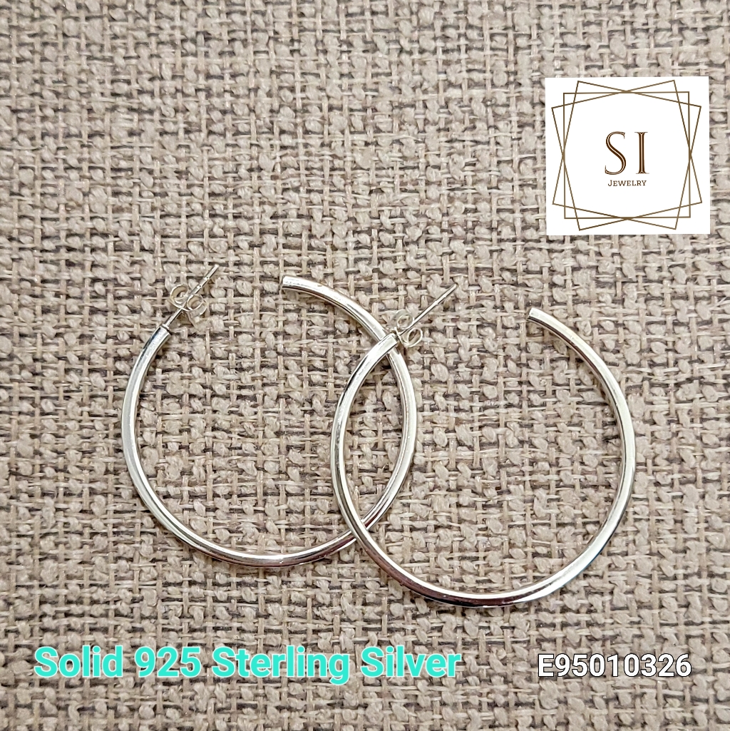 Real Solid Genuine 925 Sterling Silver Hoop Earrings Designer Style 16$